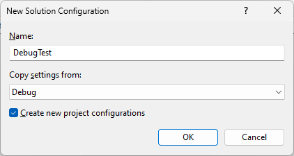 Create the new DebugTest configuration